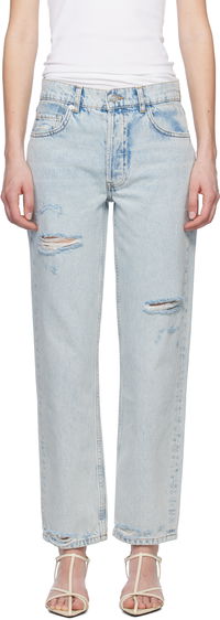 Anine Bing Kate Distressed Straight-Leg Jeans