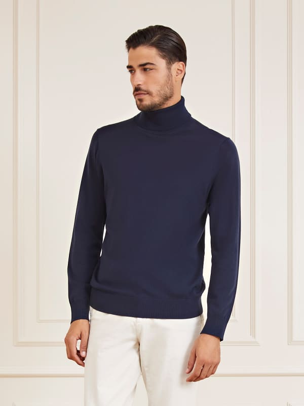 Sweater GUESS Marciano Turtle Neck Wool Sweater Mørkeblå | 3BHR015397Z, 0