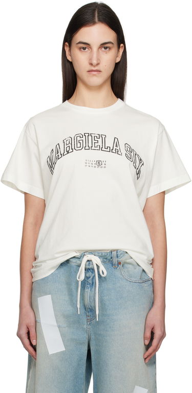 T-shirt Maison Margiela MM6 Maison Margiela Varsity Print T-Shirt Hvid | SH0GC0046 S24312, 0