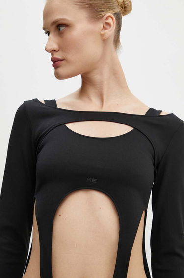 Crop top HELIOT EMIL Long Sleeve Cut-Out Top Sort | HE.W.13.051.BLK01, 4