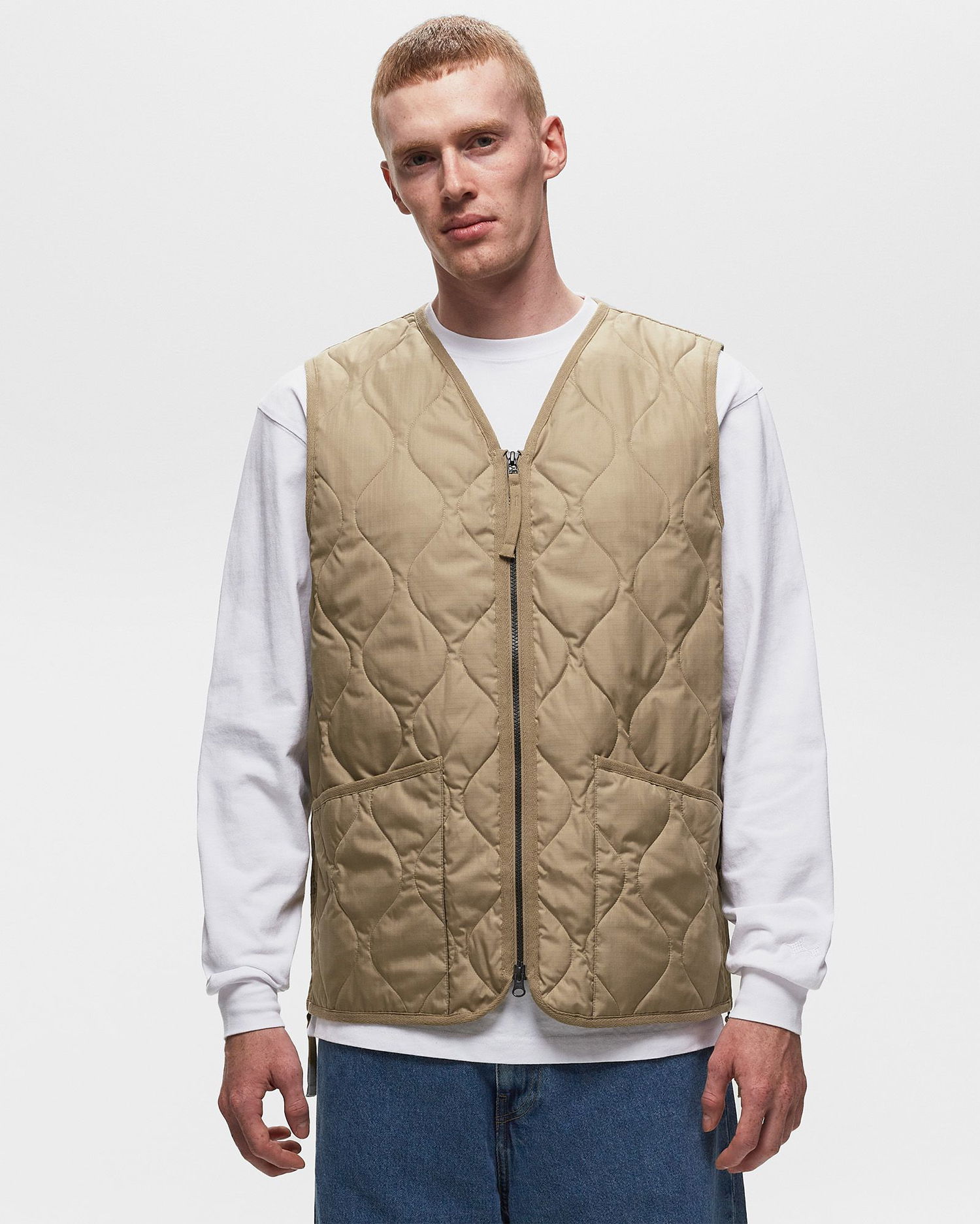 Vest TAION MILITARY ZIP V NECK DOWN VEST Brun | TAION-001ZML-1-COYOTE, 1