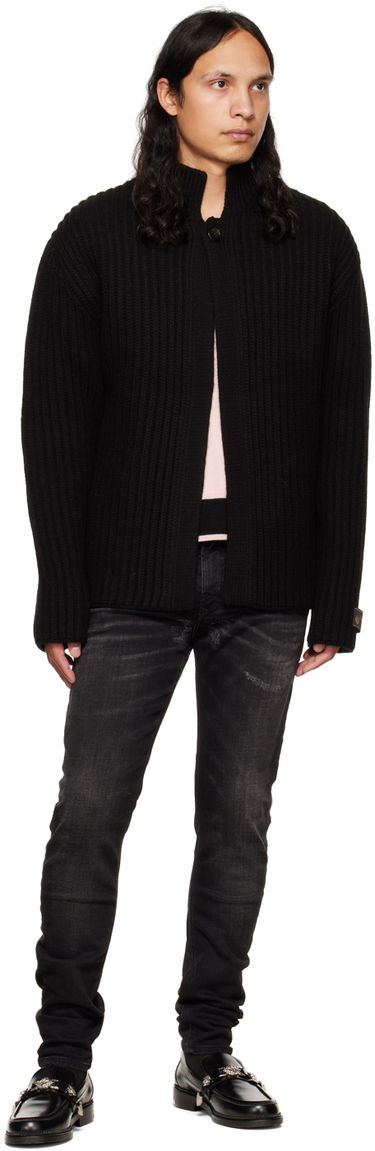 Sweater We11done We11done Stand Collar Knit Cardigan Sort | WD-KC3-22-612-U-BK, 3