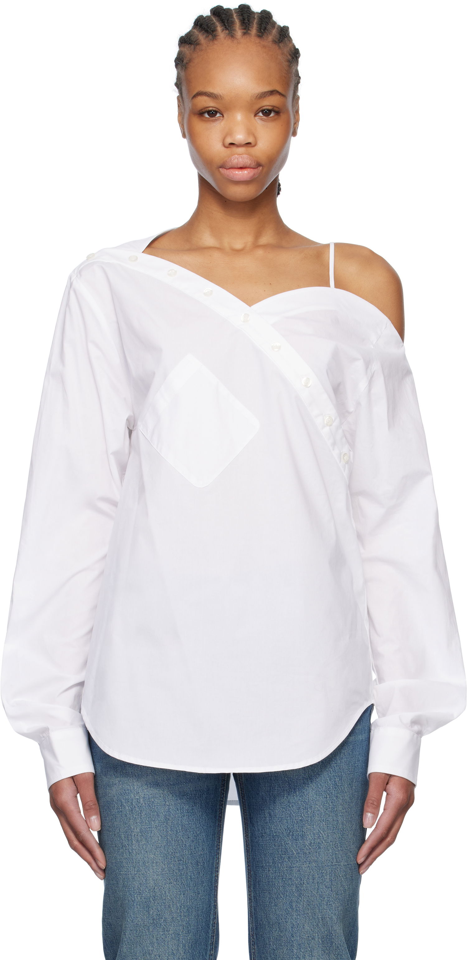 Skjorte Coperni Coperni One Shoulder Shirt Hvid | COPCH52F2010, 0