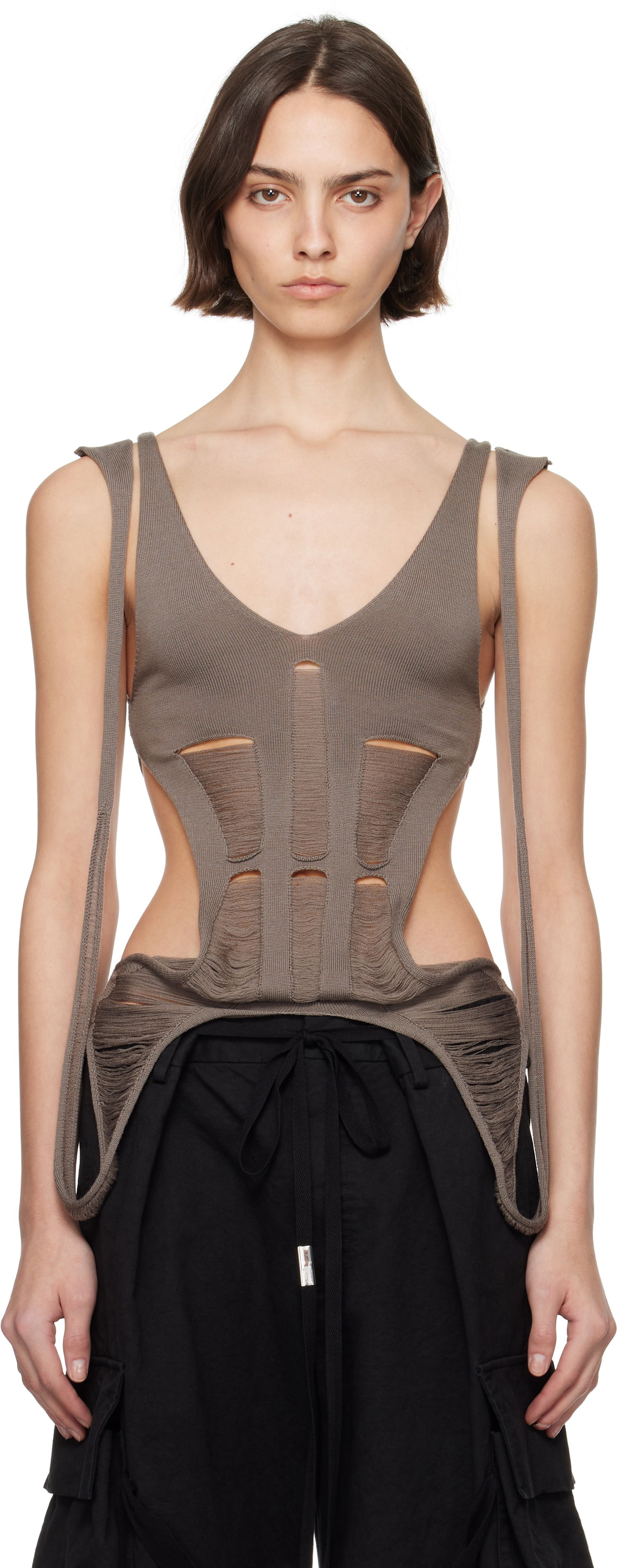 Tanktop Rick Owens Rick Owens Hollywood Tanja Long Tank Top Grå | RO01E7644 KGRIDM, 0