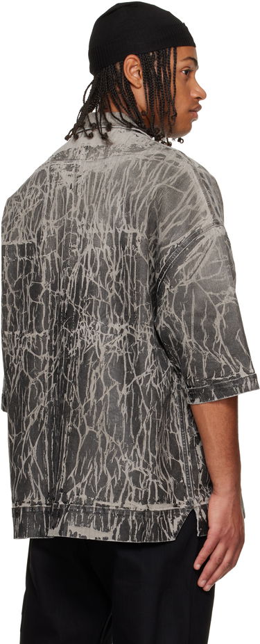 Skjorte Rick Owens DRKSHDW Concordians Magnum Tommy Short-Sleeve Patterned Denim Shirt Grå | DU02E7294 SDWF, 2