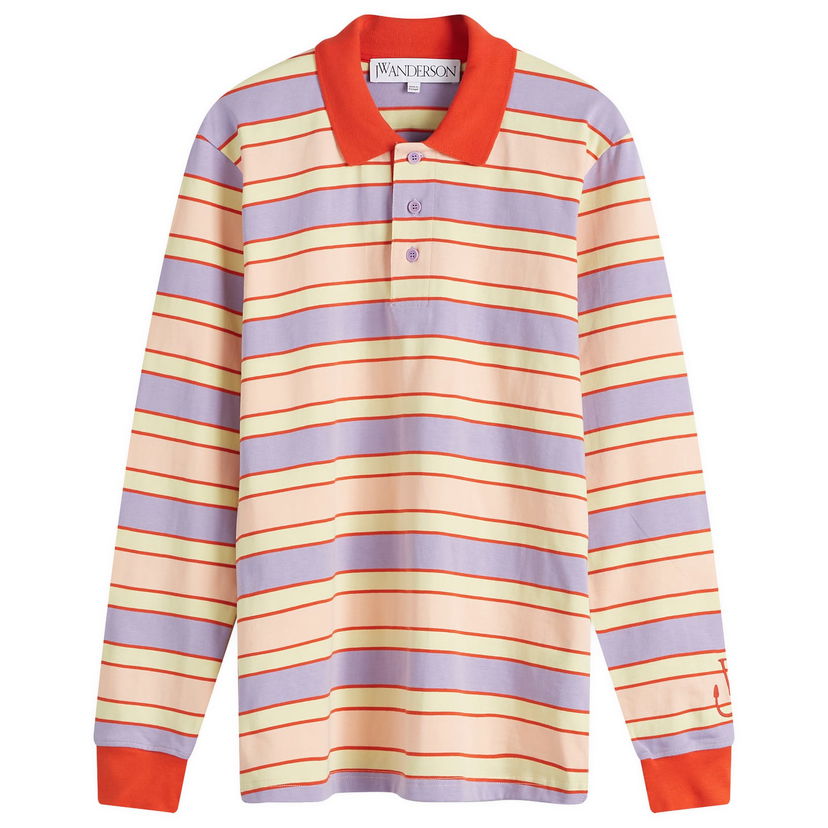Polo skjorte JW Anderson Striped Long Sleeve Polo Top Lilla | JO0262-PG1724-398