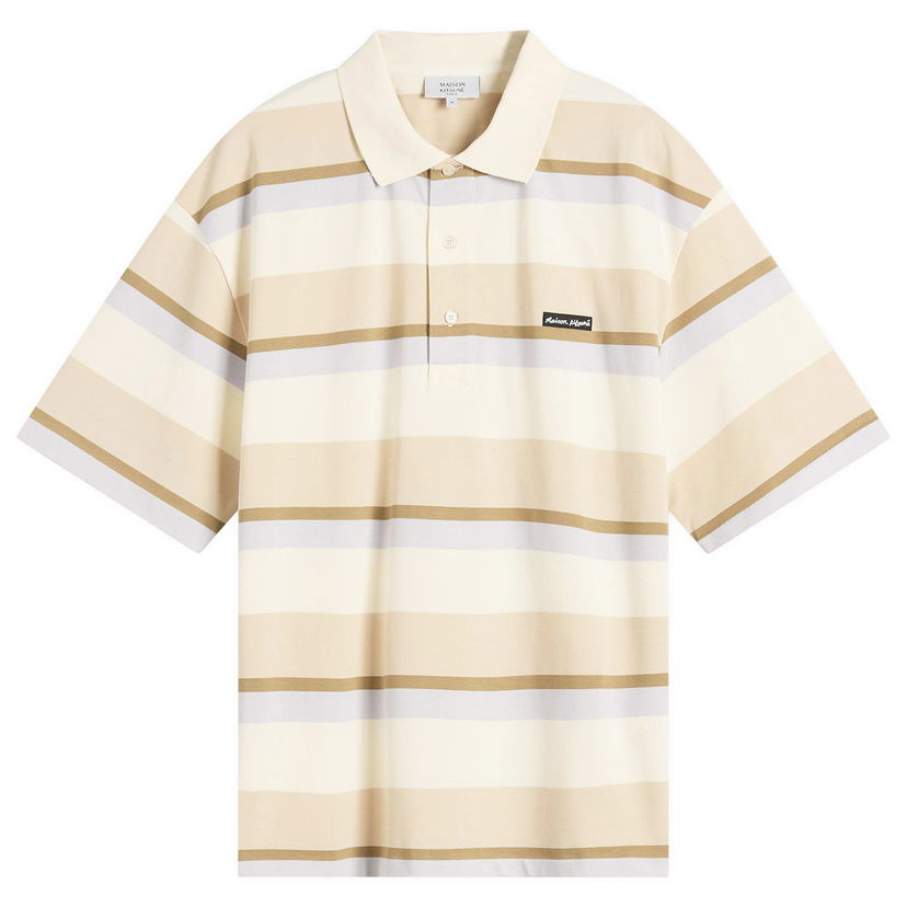 Polo skjorte MAISON KITSUNÉ Maison Kitsuné Striped Oversize Polo Beige | OM00206KJ7019-0233