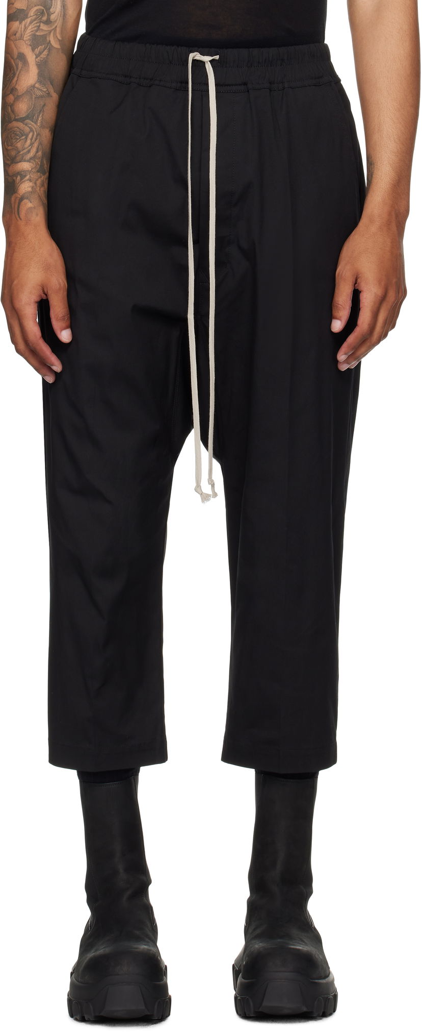 Bukser Rick Owens Rick Owens Concordians Forever Drawstring Cropped Trousers Sort | RU02E1381 TE