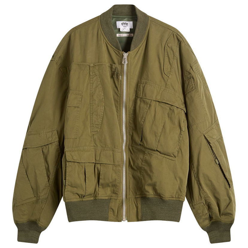 Bomberjakke Junya Watanabe Junya Watanabe MAN x Needles Cotton Nylon Bomber Jacket, Size Small Grøn | WP-J902-100-1