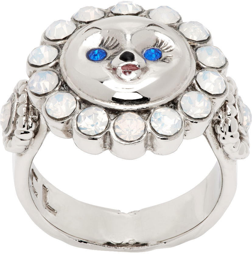 Ring Chopova Lowena Crystal Embellished Silver Ring Metalisk | 6455