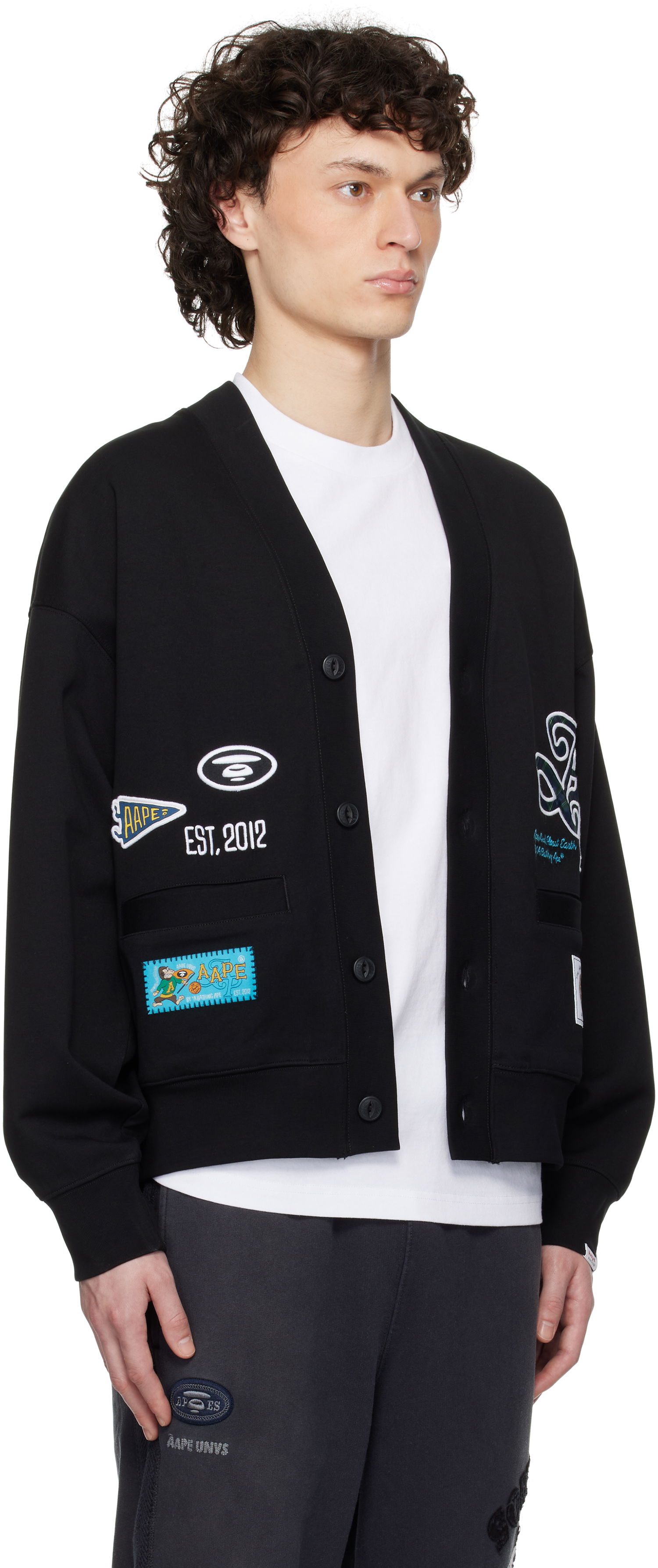 Sweater AAPE by A Bathing Ape AAPE by A Bathing Ape Main Cardigan Sort | AAPSWMC324XXNBKX, 1