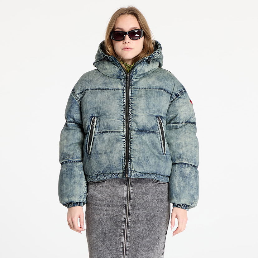 Puffer jakke Diesel Diesel W-Aves Cropped Puffer Jacket Blå | A14549_0SKAI Blue