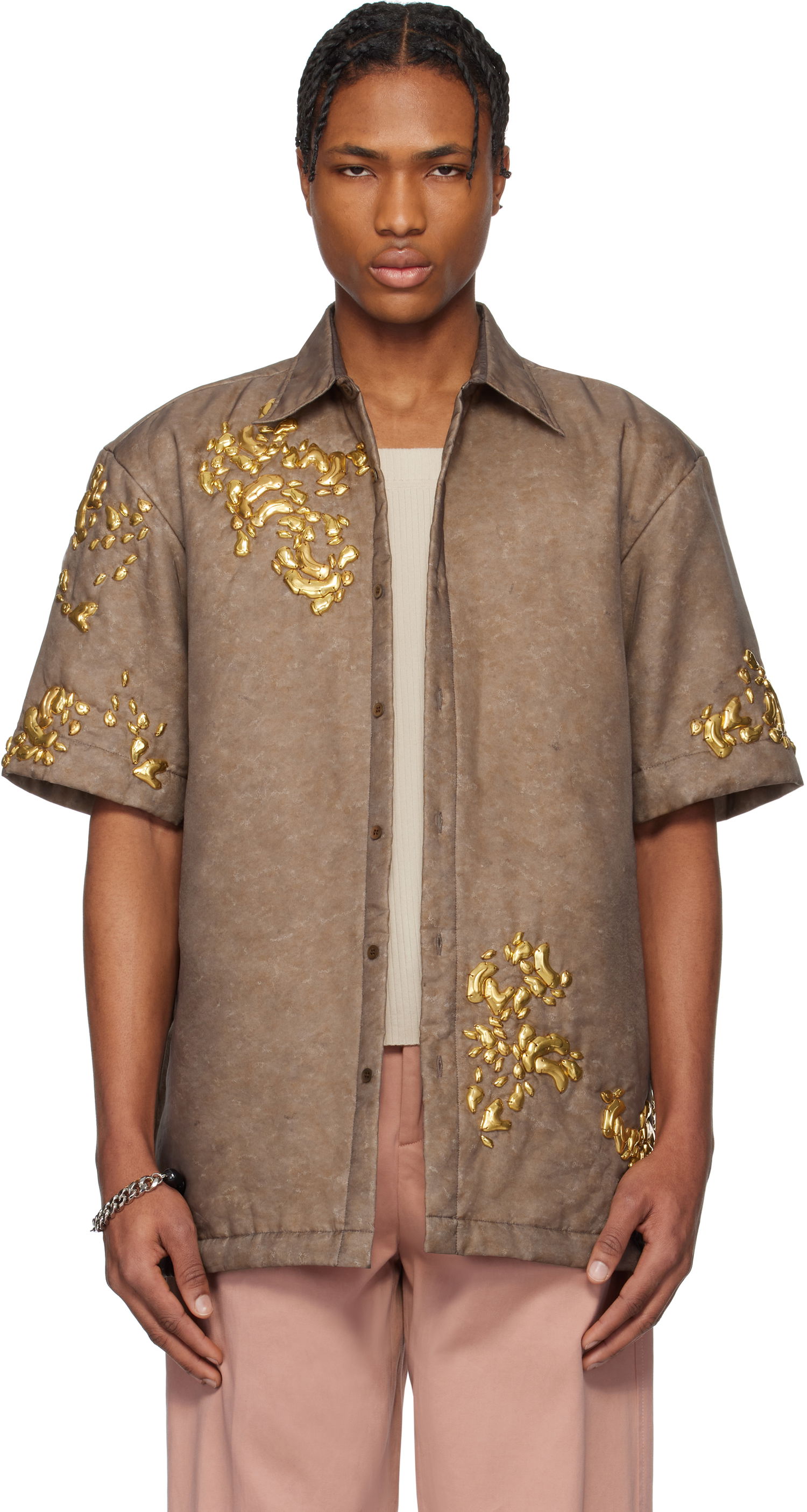 Skjorte Dries Van Noten Dries Van Noten Graphic Hardware Shirt Brun | 251-020752-1501, 0