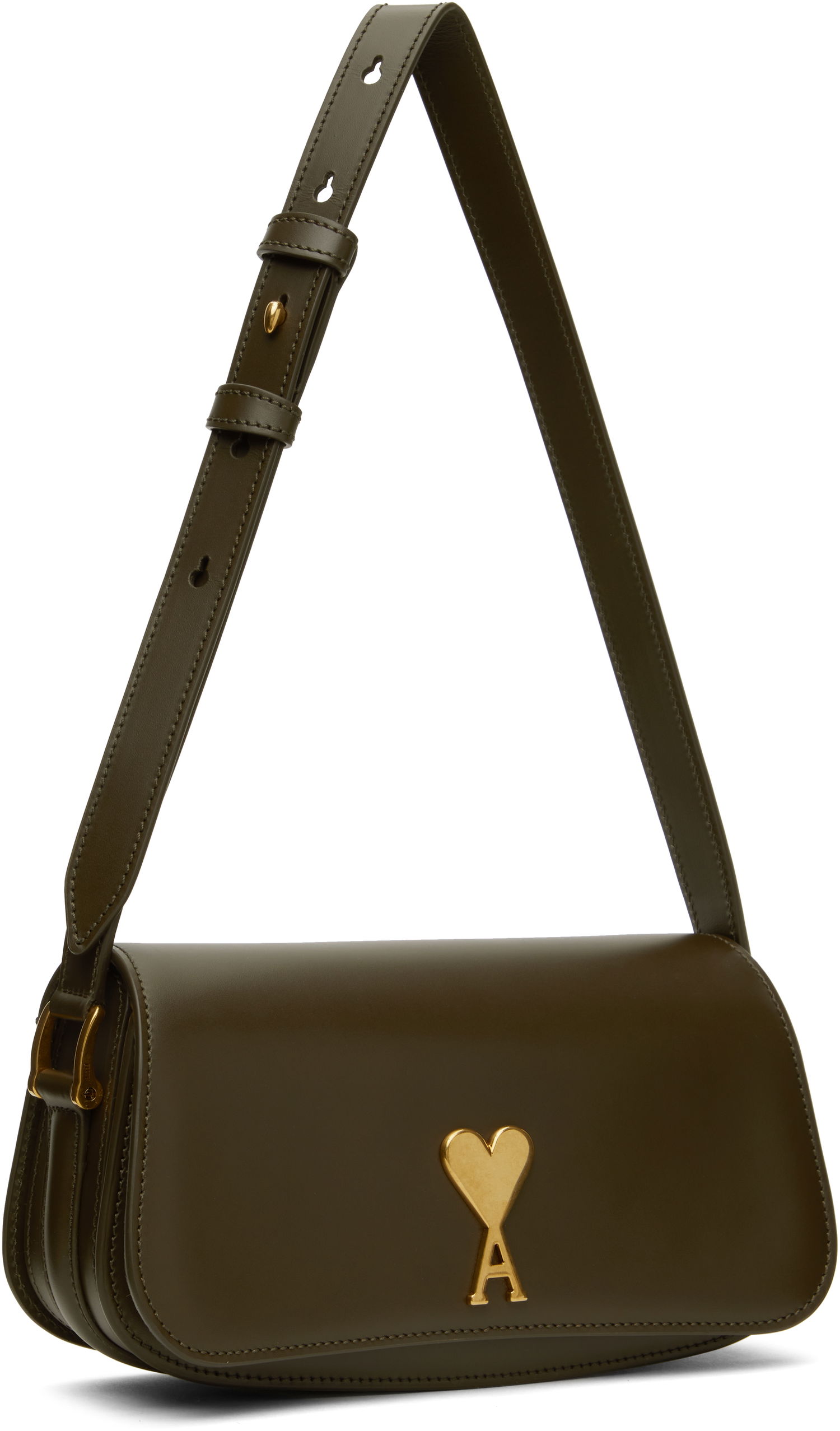 Håndtaske AMI AMI Paris Leather Shoulder Bag Grøn | ULL018.AL0104, 1