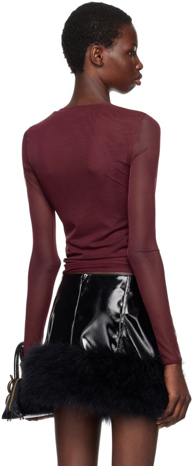 T-shirt Blumarine Rhinestone Long Sleeve T-Shirt Bourgogne | A422T074A, 2