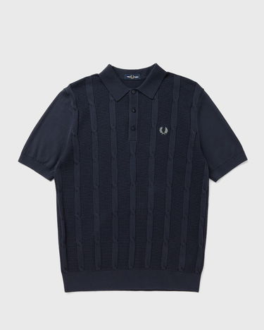 Polo skjorte Fred Perry Cable Knit Polo Shirt Mørkeblå | K1313-738, 2