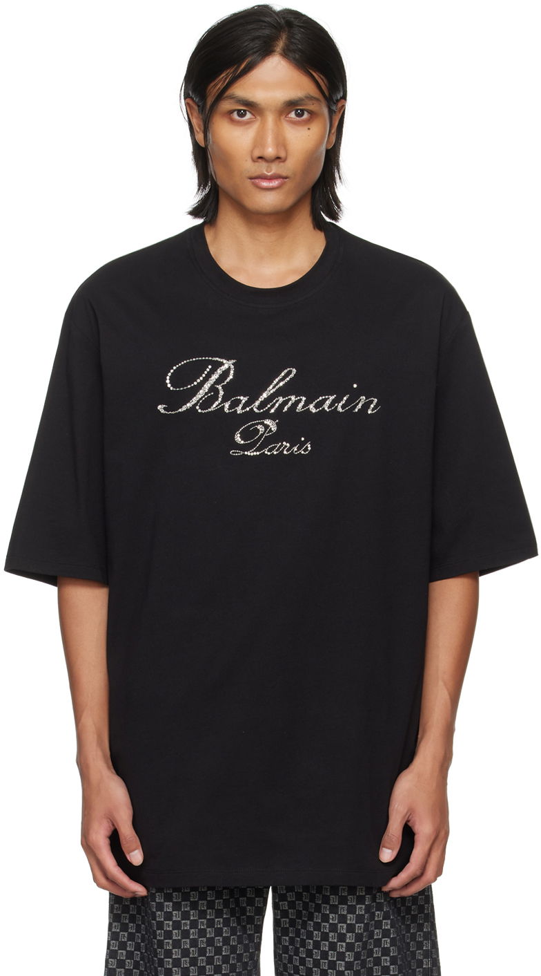 T-shirt Balmain Crystal-Cut T-Shirt Sort | CH1EH015PC19, 0