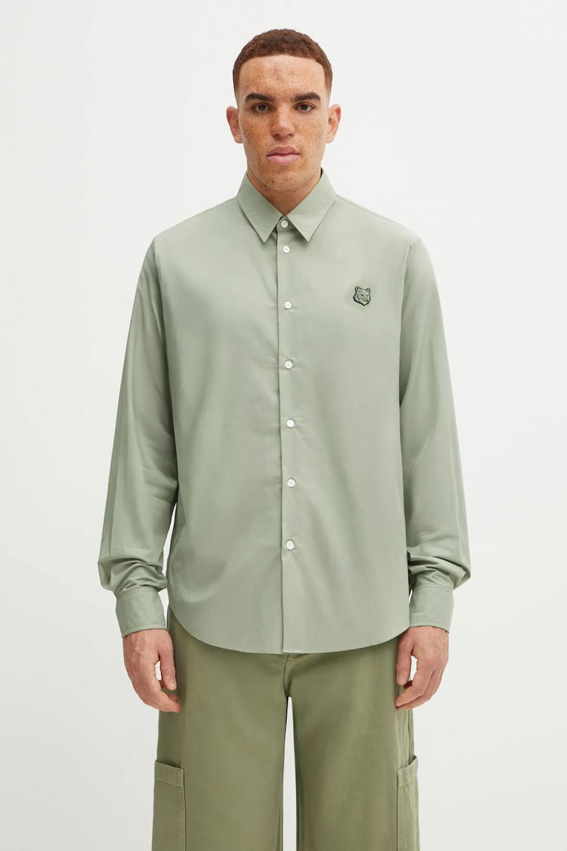Skjorte MAISON KITSUNÉ Bold Fox Head Relaxed Classic Collar Shirt Grøn | MM00403WC5042