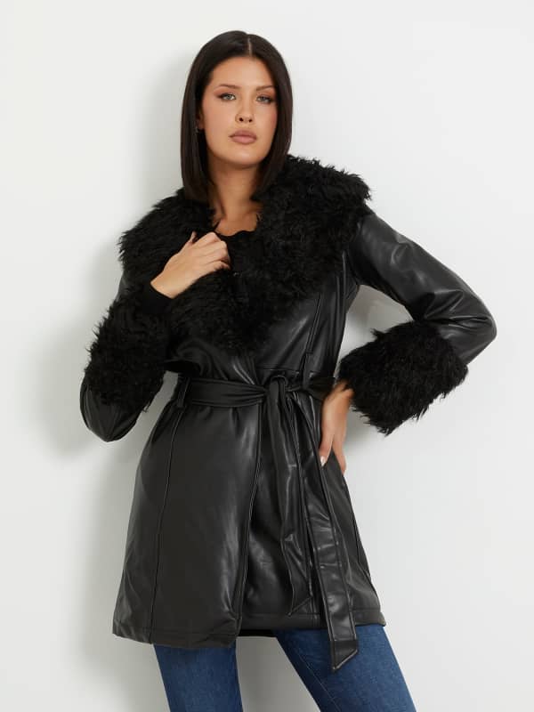 Frakker GUESS Faux Leather Coat Sort | W4RL19K8S30, 0
