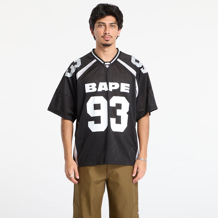 Jersey BAPE Line Camo Jacquard Relaxed Fit Football Jersey Sort | 001CSL801312MBLK