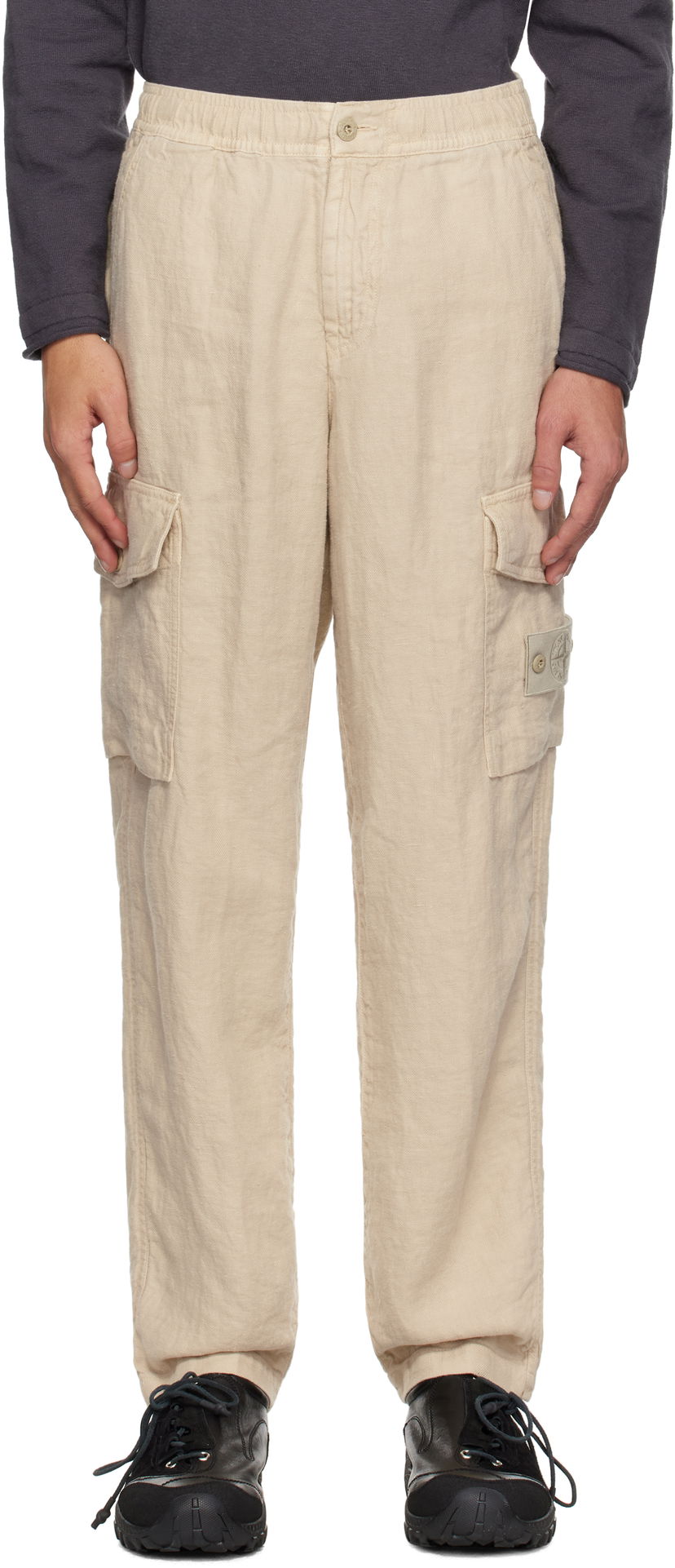 Cargo bukser Stone Island Stone Island Diagonal Linen Cargo Pants Beige | K1S15 3100029 S00F8