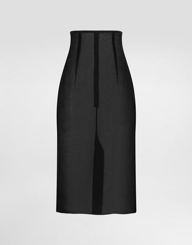 Nederdel Dolce & Gabbana Dolce & Gabbana Chiffon Voile Calf-Length Skirt Sort | F4BBYTFUAA1N0000, 0