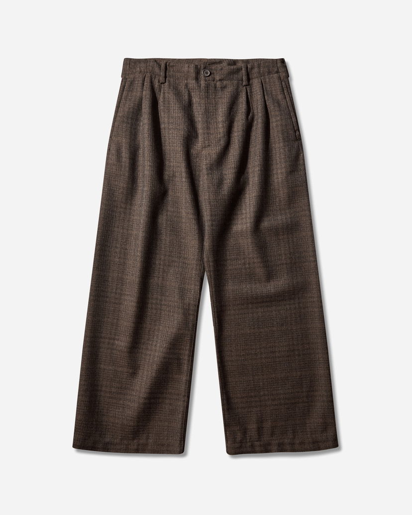 Bukser OUR LEGACY Bridge Pleated Wide-Leg Dunmore Check Trousers Brun | M4254BB 001