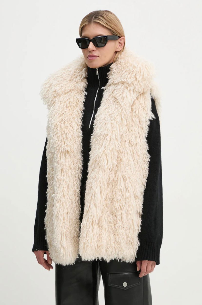 Vest Nanushka Faux Fur Vest Beige | NU24FWTP40371