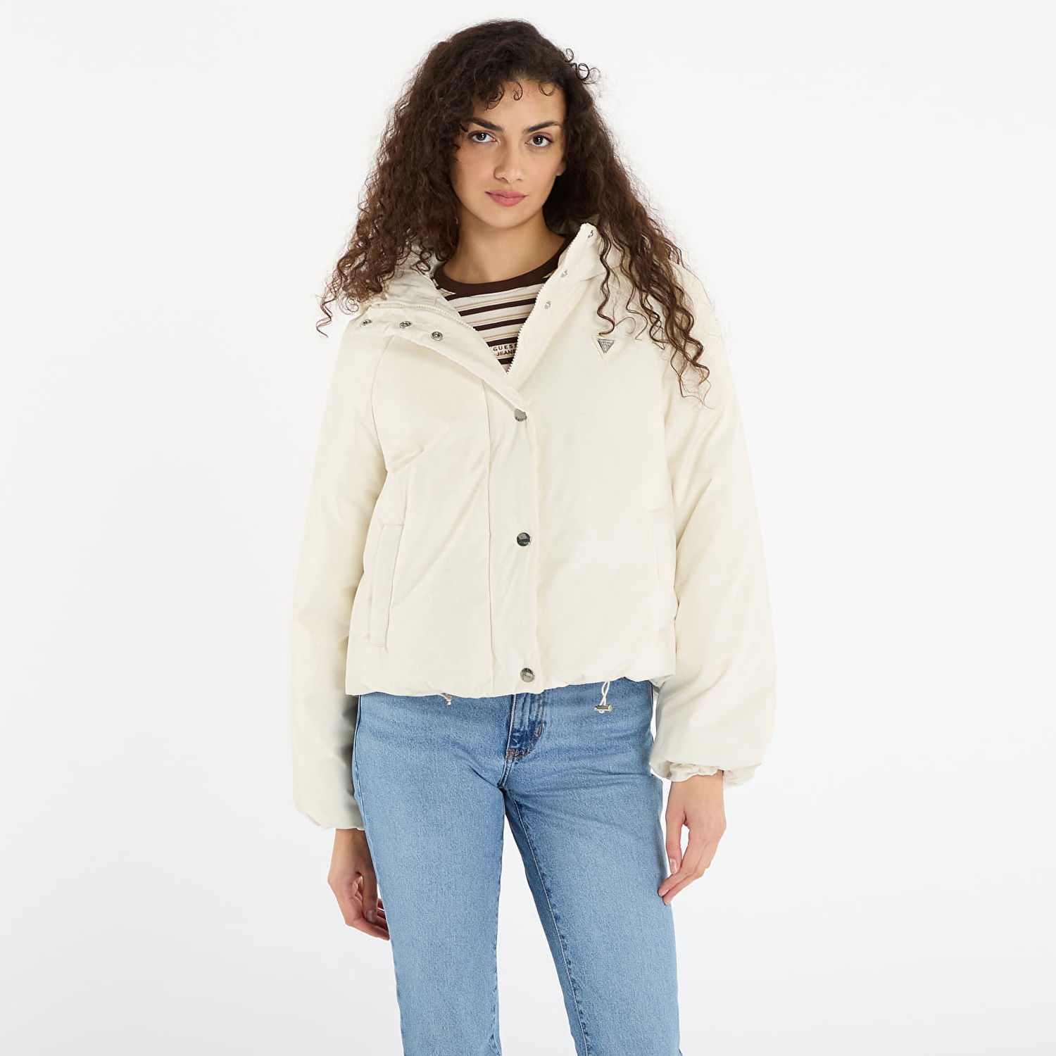 Puffer jakke GUESS 4G Boxy Puffer Jacket Hvid | V5BL07WGLW2-F0YN, 0