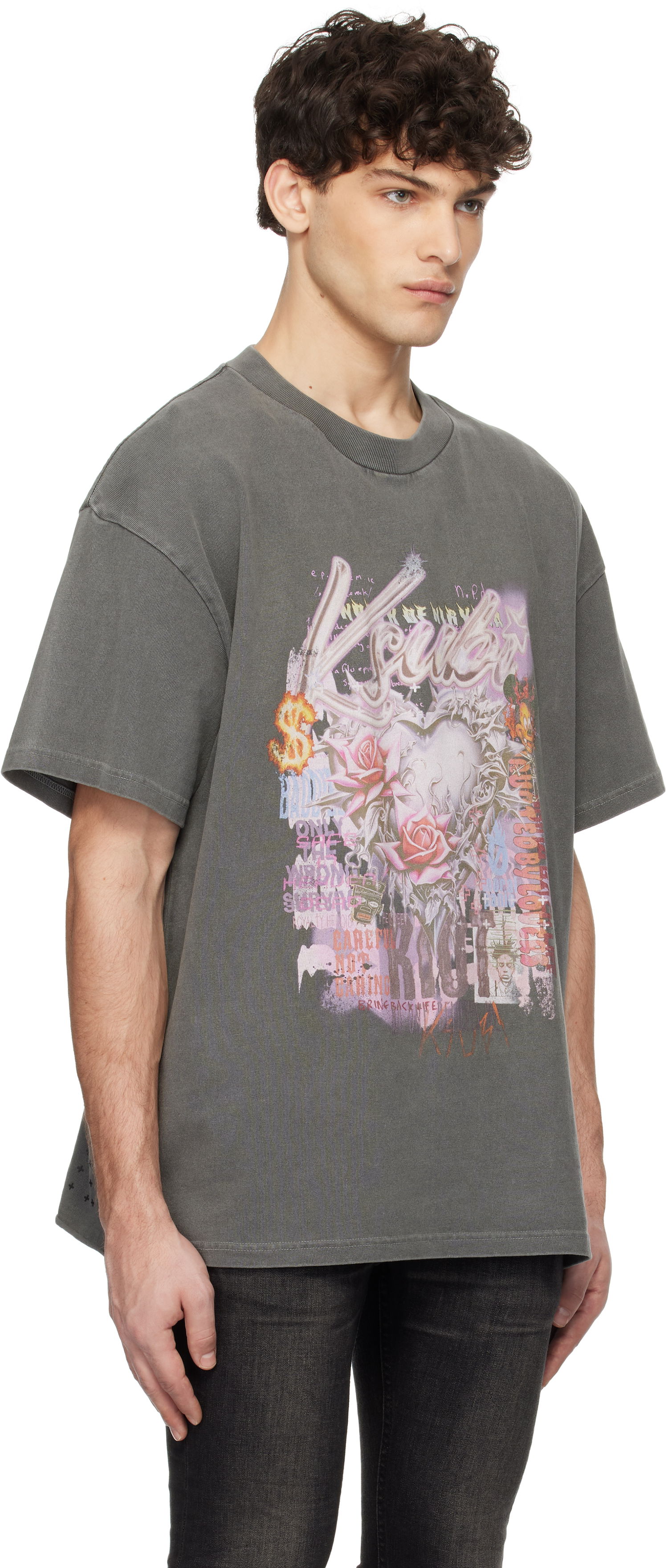 T-shirt Ksubi Ksubi Sketch Ekcess Graphic T-Shirt Grå | MPS25TE001, 1