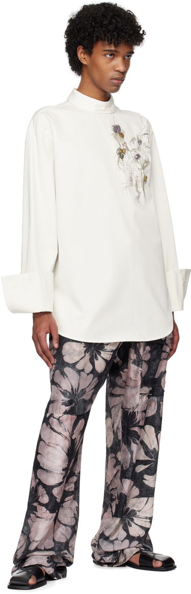 Skjorte Dries Van Noten Dries Van Noten Beaded Appliqué Shirt Hvid | 251-020754-1473, 3