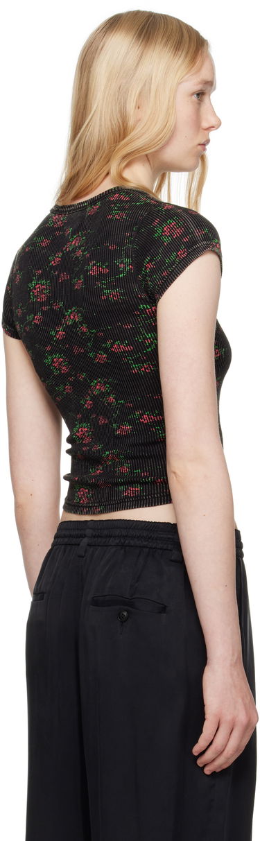 T-shirt Alexander Wang Alexander Wang Floral-Print Scoop Neck T-Shirt Sort | WL002P, 2