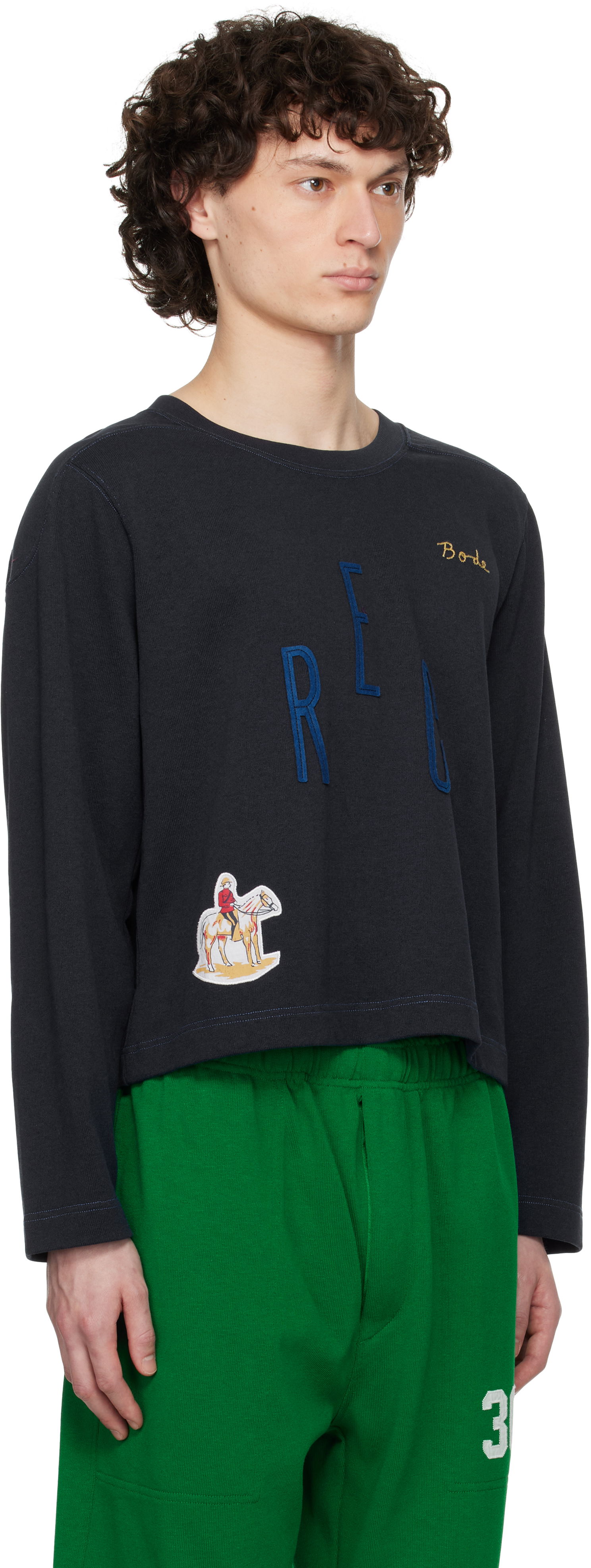 Crop top Bode Bode Rec Pullover Sweatshirt Mørkeblå | MRS25CS057, 1