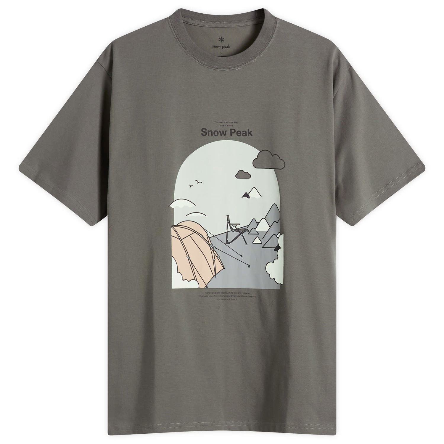 T-shirt Snow Peak Camping Graphic T-Shirt, Size Small Grå | TS-25AU008-GRY, 0