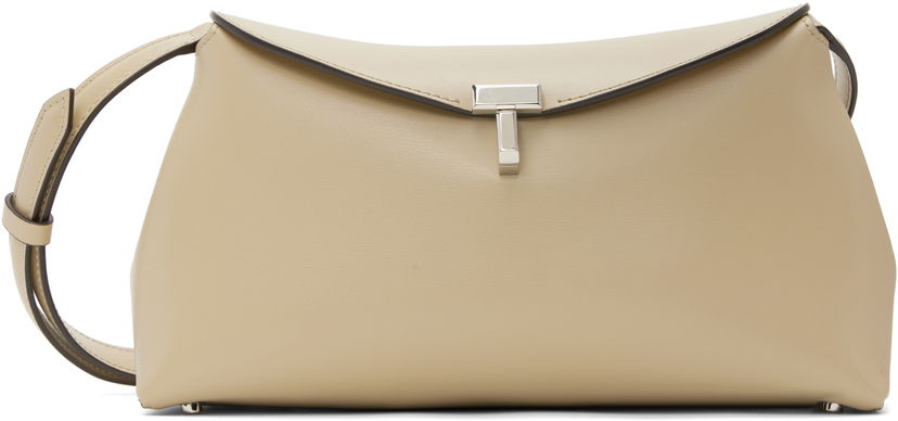 Skuldertaske TOTEME Toteme T-Lock Leather Clutch Beige | 234-WAL950-LE0025