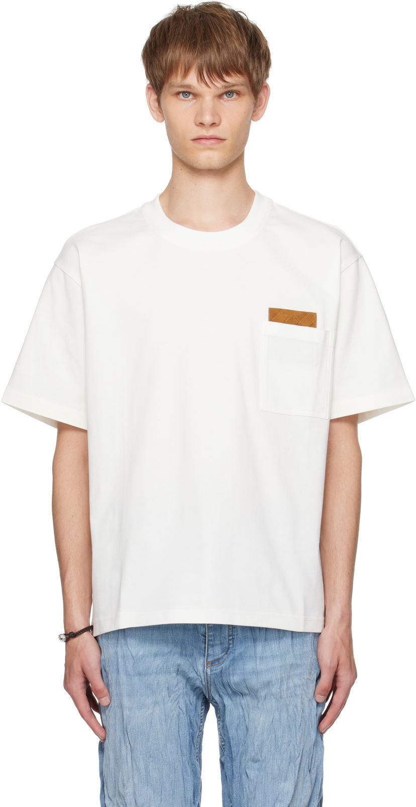T-shirt Bottega Veneta Bottega Veneta Pima Cotton Jersey T-Shirt with Pocket Hvid | 838924V4N509071