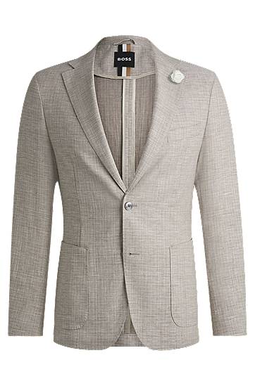 Jakke BOSS BOSS Slim Fit Micro-Patterned Blazer Beige | 50540724