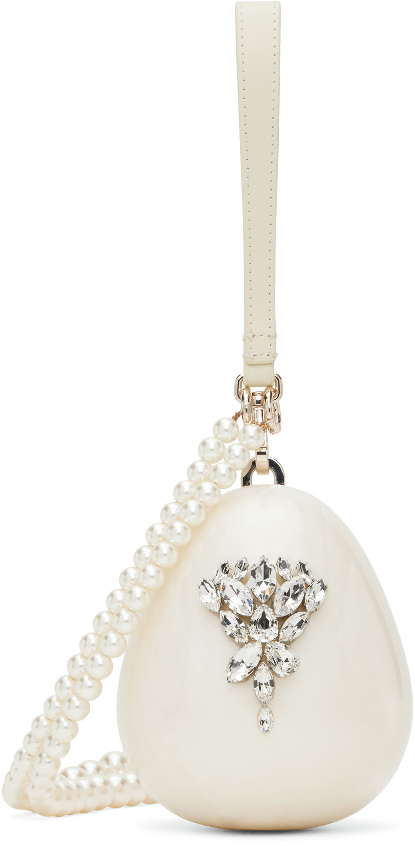 Håndtaske Simone Rocha Simone Rocha Embellished Micro Pearl Egg Bag Hvid | BAG110ECB 0773