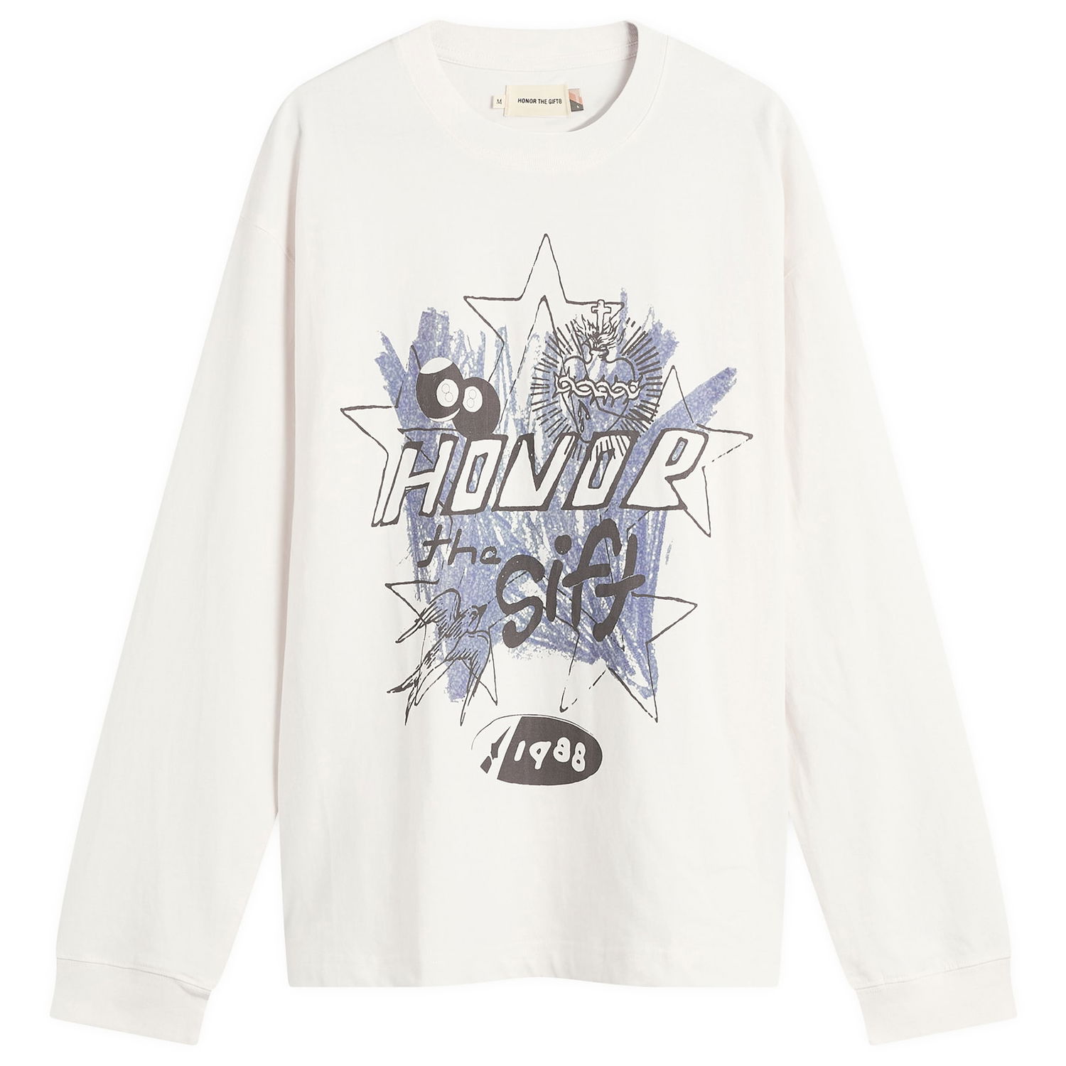 T-shirt Honor The Gift Pop Art Long Sleeve T-Shirt Hvid | HTG250344-WHT, 1