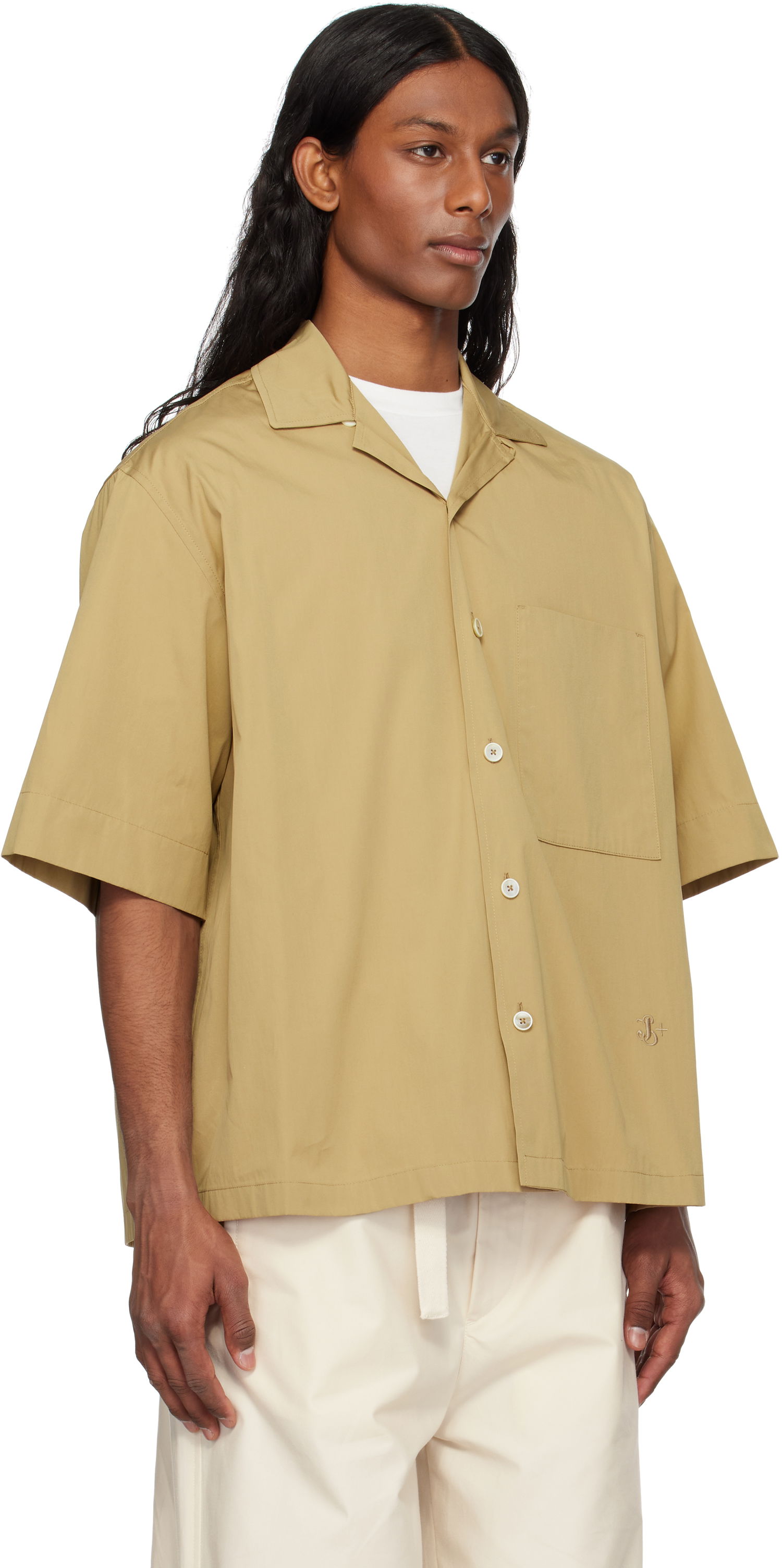 Skjorte Jil Sander Jil Sander Cotton Poplin Shirt Beige | J47DL0166_J45292, 1
