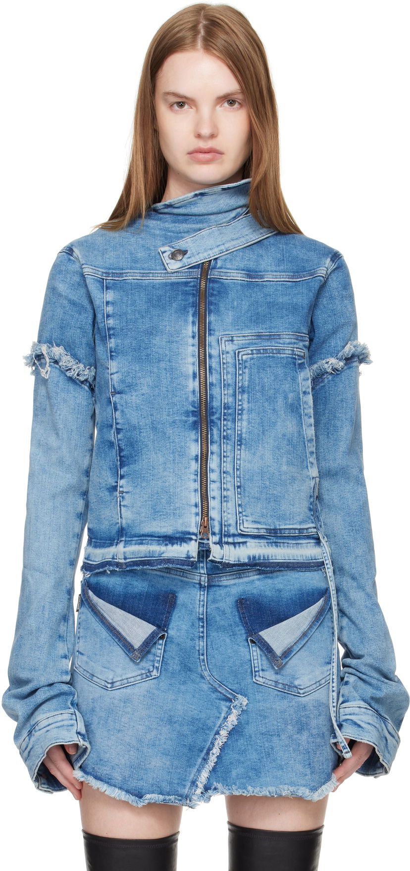 Jakke Ottolinger Ottolinger Drape Collar Denim Jacket Blå | 117-701017-01