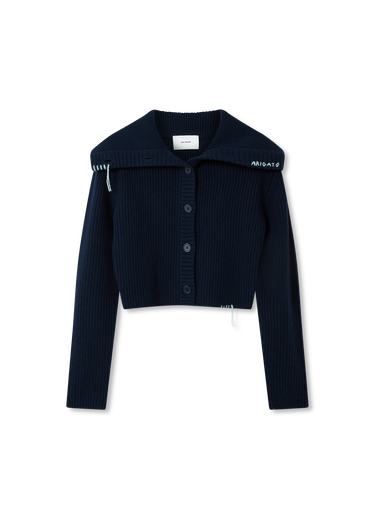 Sweater AXEL ARIGATO Celine Cropped Ribbed Knit Cardigan Mørkeblå | A3359001, 1