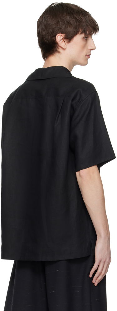 Skjorte Dolce & Gabbana Dolce&Gabbana Three-Button Short-Sleeved Linen Shirt Sort | G5NE3TFU4JB, 2