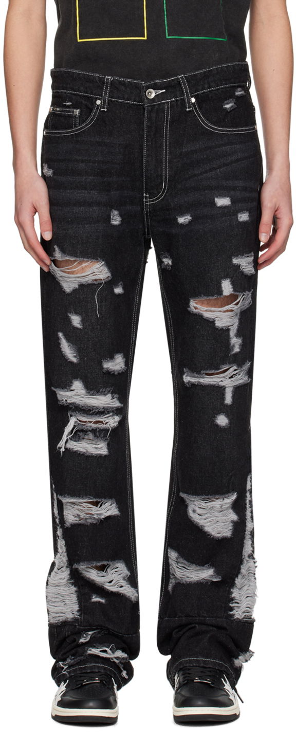 Jeans Who Decides War Distressed Gnarly Jeans Sort | 1120780002SS24
