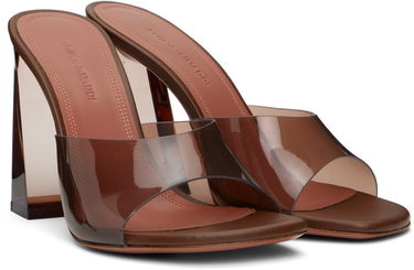 Sneakers og sko Amina Muaddi Brigitte Glass Heeled Sandals Brun | BRIGITTE GLASS SLIPPER PVC, 3