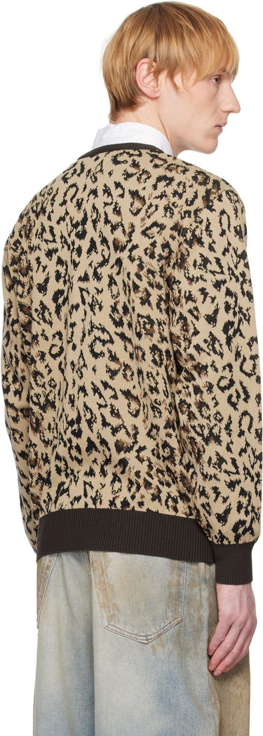 Sweater WACKO MARIA WACKO MARIA Leopard Jacquard Knit Cardigan Beige | 25SS-WMK-KN14, 2