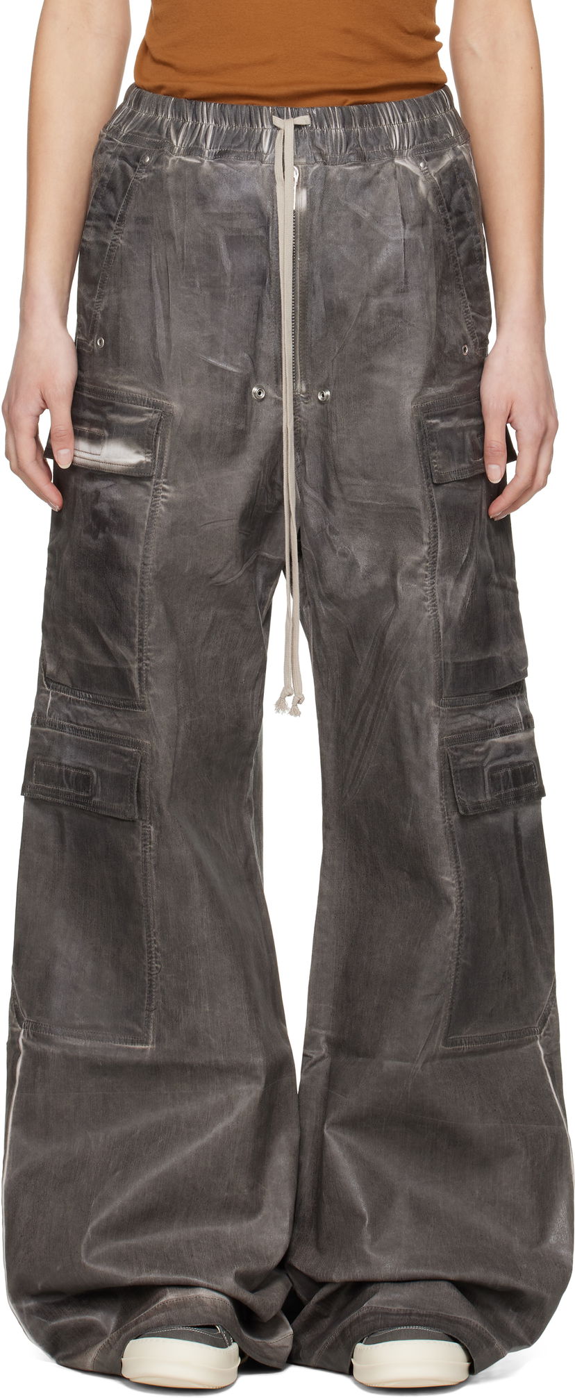Cargo bukser Rick Owens Rick Owens DRKSHDW Hollywood Double Jumbo Bela Denim Cargo Pants Grå | DS01E3324 SCF