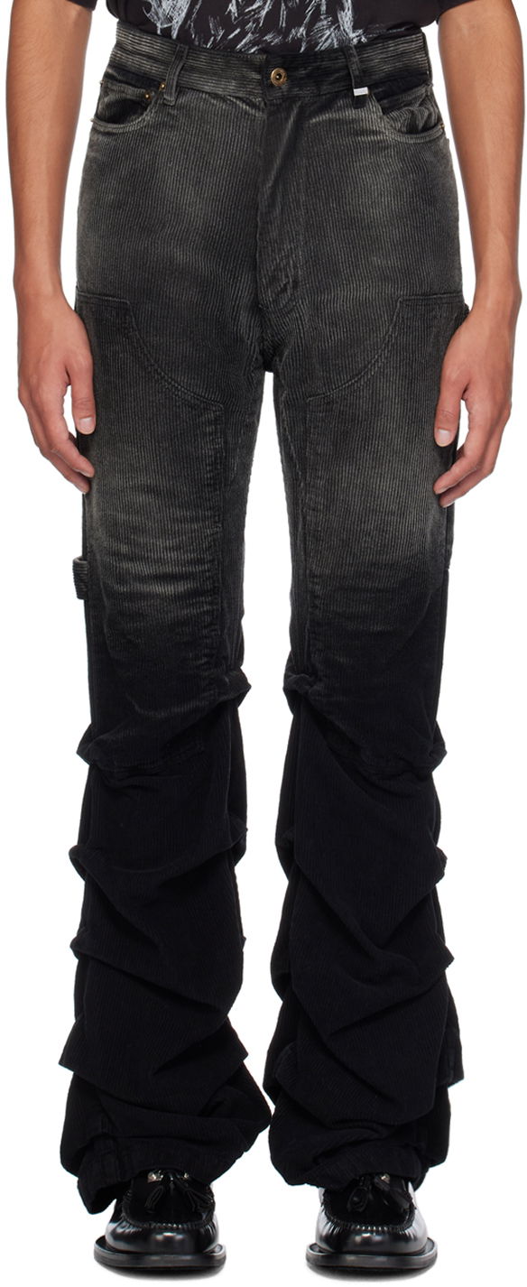 Cargo bukser We11done We11done Washed Wrinkled Corduroy Pants Sort | WD-PT2-24-237-M-BK