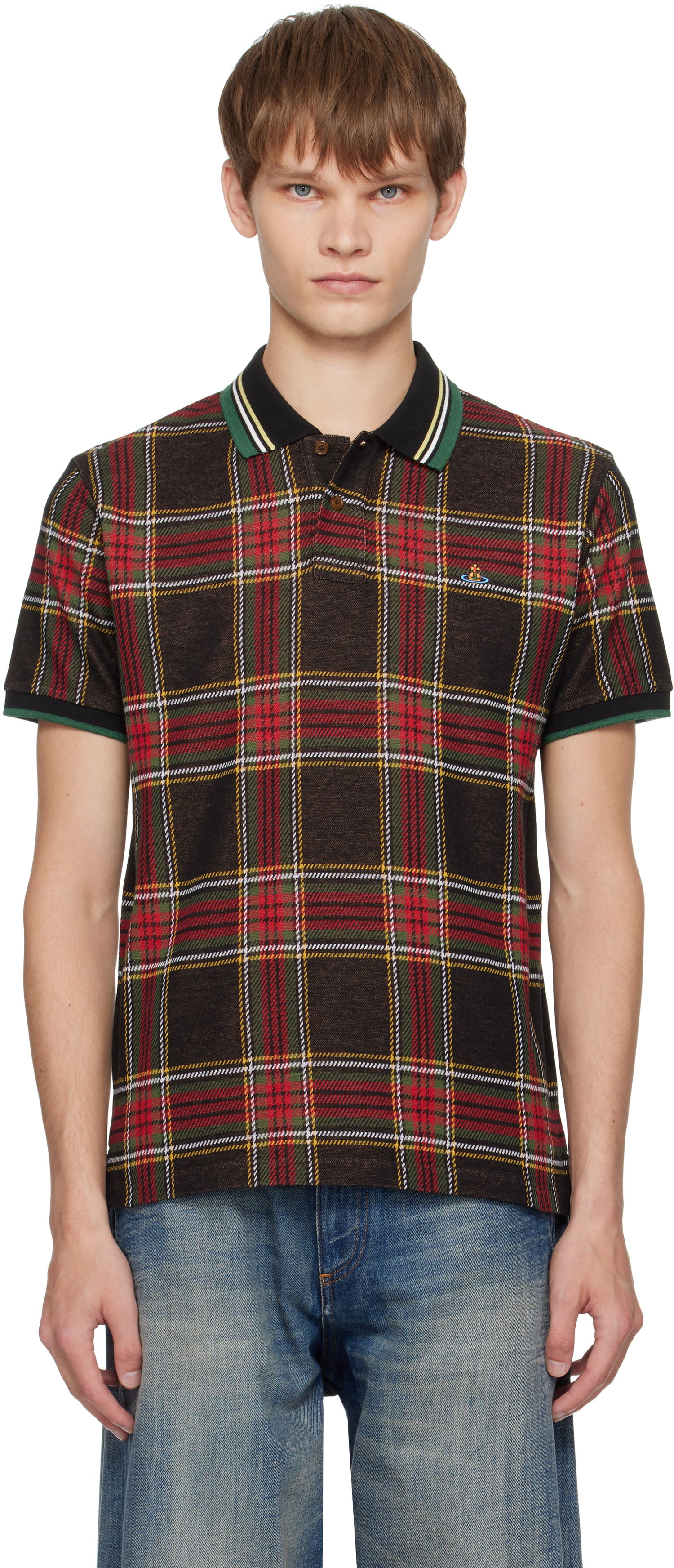 Polo skjorte Vivienne Westwood Vivienne Westwood Classic Plaid Polo Flerfarvet | 2H01000P-J009T-, 0