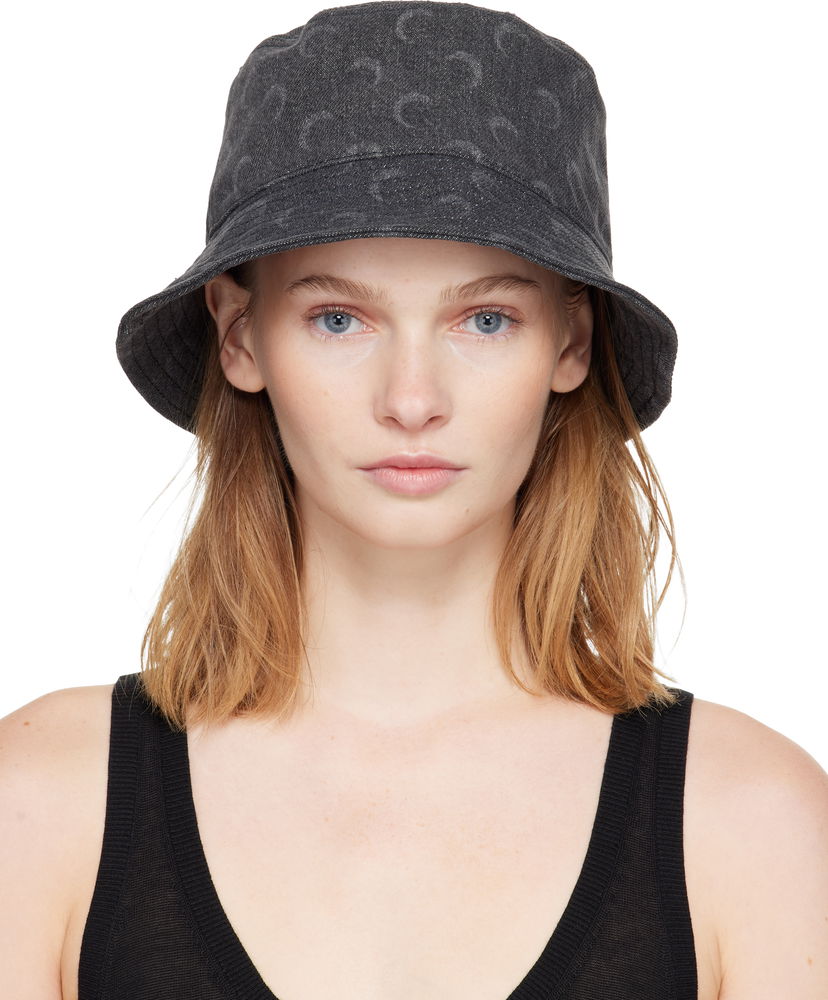 Hat Marine Serre Marine Serre Moon Laser Denim Bucket Hat Sort | UHG030ACDEN0006